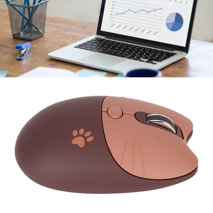 Безжична мишка Longziming Cute, 2.4G, 3 нива на DPI, бяла, 104x68x38 мм