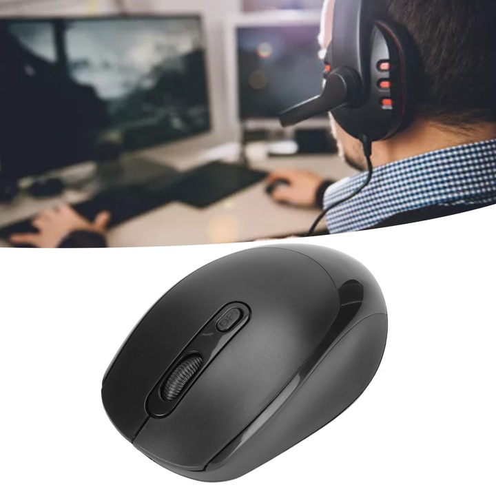 Vezeték nélküli mechanikus egér, hosszú szimuláció, ergonomikus kialakítás, 3 DPI szint, fehér