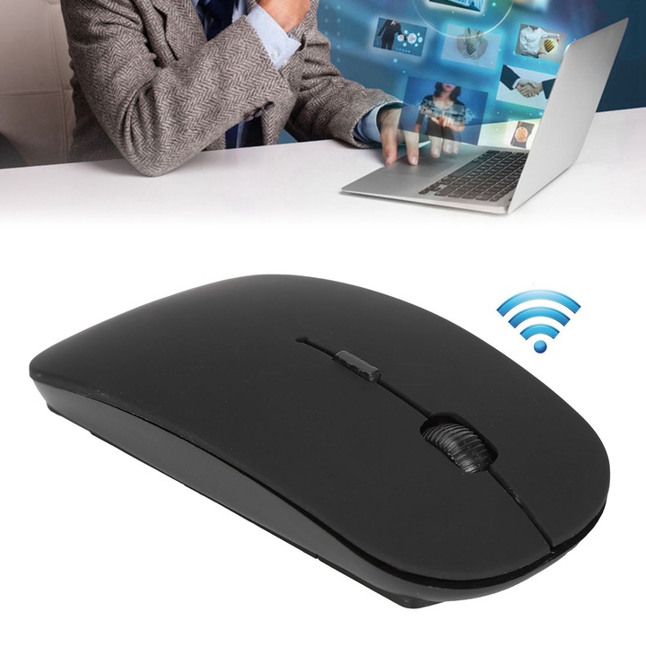 Longziming vezeték nélküli egér, fehér, ergonomikus kialakítás, 4 gomb, 2,4 GHz