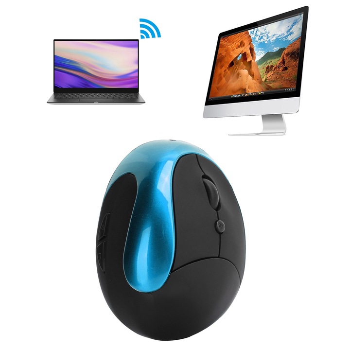 Vezeték nélküli optikai függőleges egér, hosszú szimuláció, ergonomikus, 1600DPI, fehér