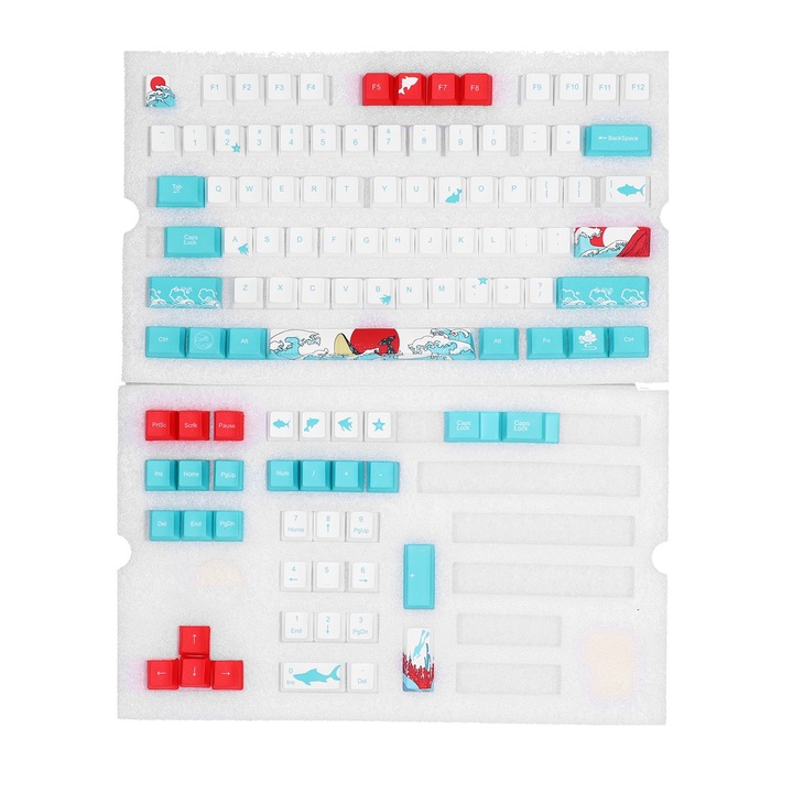 Set 125 taste mecanice, Jormftte, PBT, Rezistent la uzura, Gri / Maro