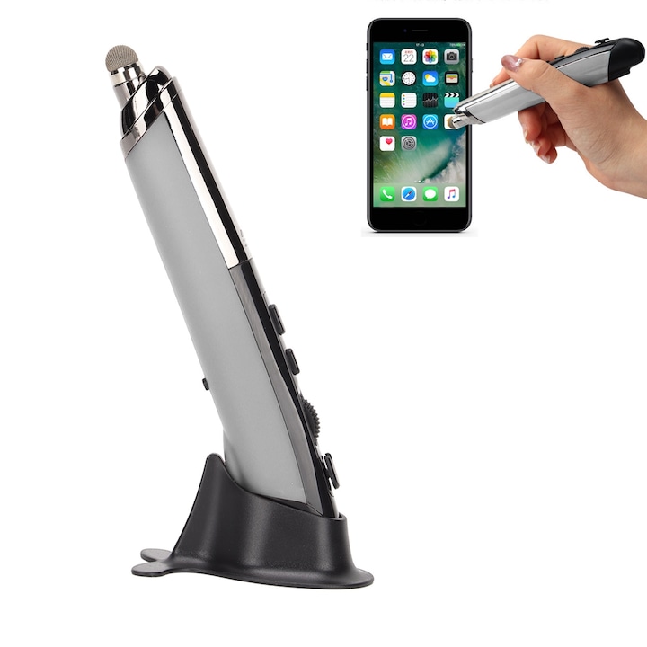 Безжична мишка-писалка, 3 нива на регулируема DPI, сензорен екран, писане с ниска мощност, компактна, преносима, компютърна, аксесоари, сива