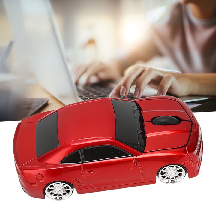 Vezeték nélküli gamer egér, longziming, versenyautó alakú, 1600 DPI, fehér