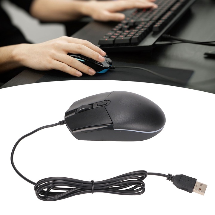 Longziming gamer egér, 1600DPI, RGB világítás, fehér, kompakt