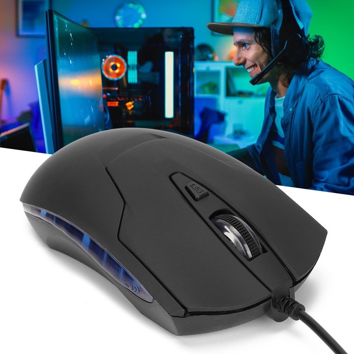 Longziming vezetékes gamer egér, fehér, ergonomikus kialakítás, kék megvilágítás, állítható DPI