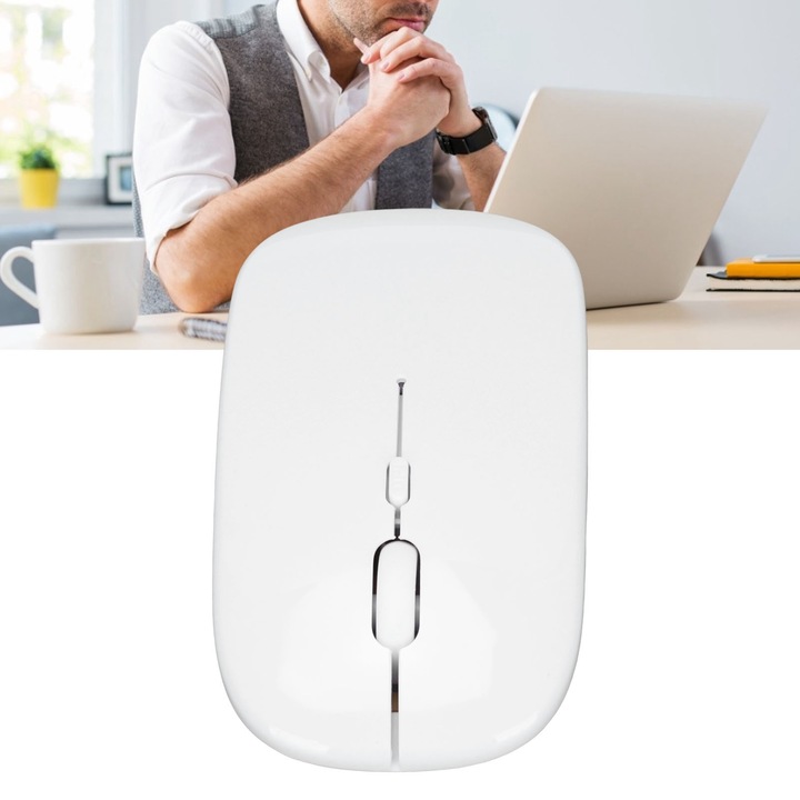 Longziming vezeték nélküli egér, gamer, fehér, ultravékony, 800-1600 DPI