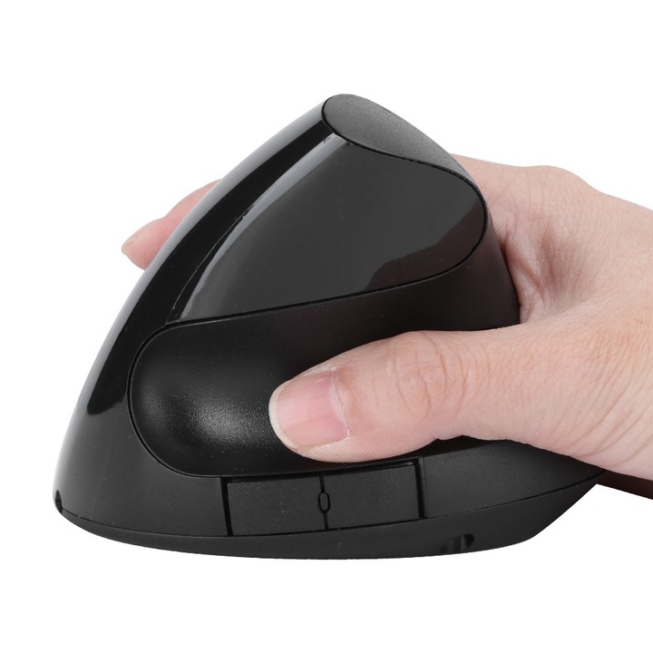 Függőleges fekete vezeték nélküli egér irodai játékhoz, újratölthető számítógépes kiegészítőkkel HH‑111
