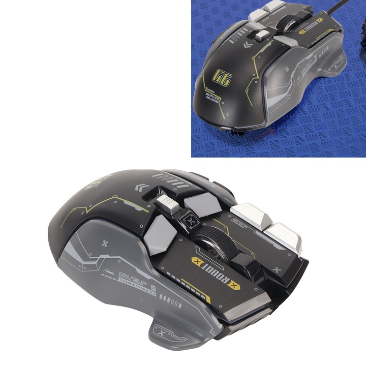 Vezetékes gamer egér, longziming, 10 programozható makró gomb, 13 RGB világítási mód, 12800 dpi, fehér