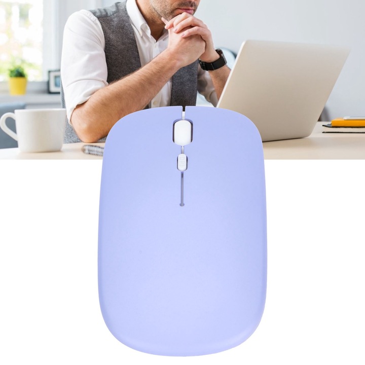 Vezeték nélküli némítás intelligens ultravékony egér hordozható számítógép irodai játékkiegészítők (lila)