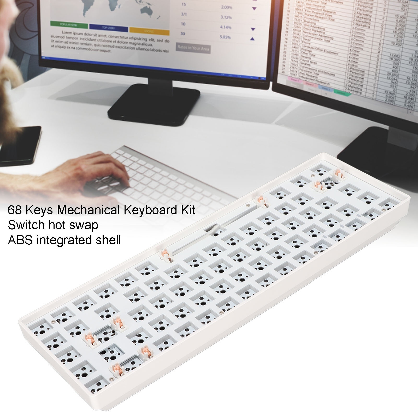 Kit tastatura mecanica 68 taste, longziming, wireless 2.4G, layout