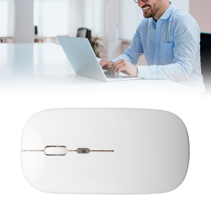 Longziming vezeték nélküli egér, 2,4 GHz, állítható DPI, fehér, gamer