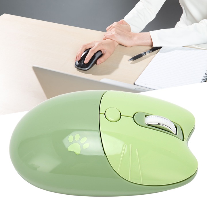 Longziming vezeték nélküli egér, fehér, csendes kialakítás, BT 5.1 és 2,4 GHz-es kapcsolat