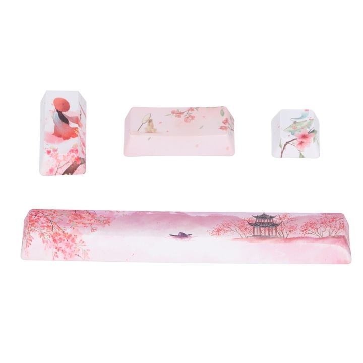 4 gombos keycap készlet, Peachblossom modell, mechanikus billentyűzetekhez, többszínű, személyre szabott