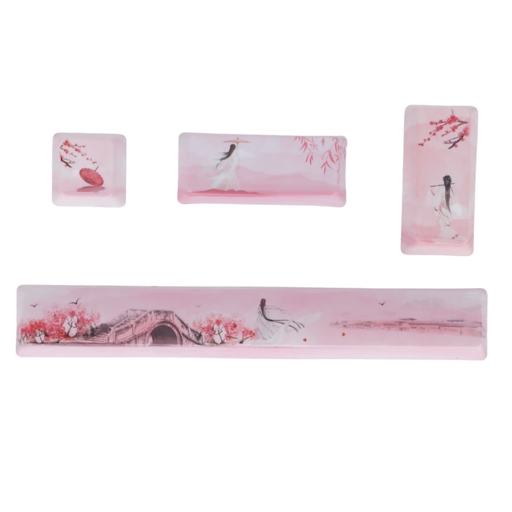 Set 4 capace de taste PBT cu model dramatic chinezesc pentru tastaturi mecanice