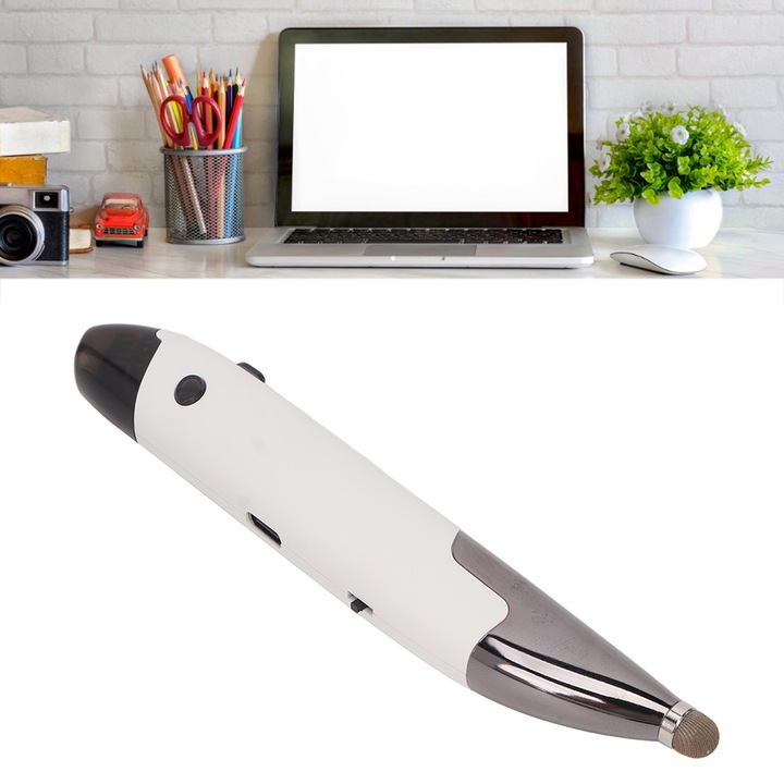 Vezeték nélküli optikai egér hangbemenettel, LongZiming, 1600 DPI, fehér, gamer