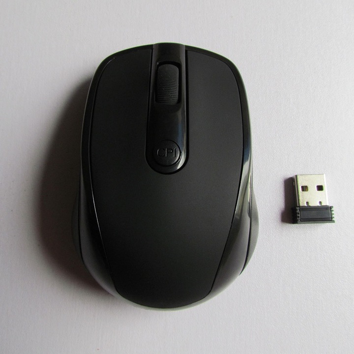 Optikai vezeték nélküli egér, Longziming, 2.4GHz, 800-1200-1600DPI, fehér, 93x60x35mm