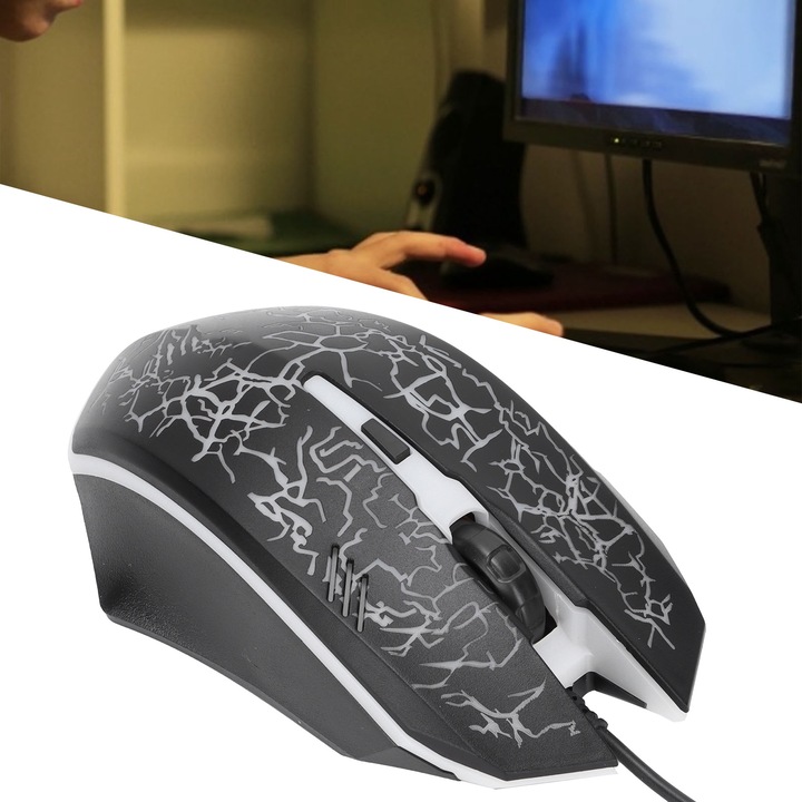 Vezetékes optikai egér, longziming, fekete, 1600DPI, 3 gomb, normál méret