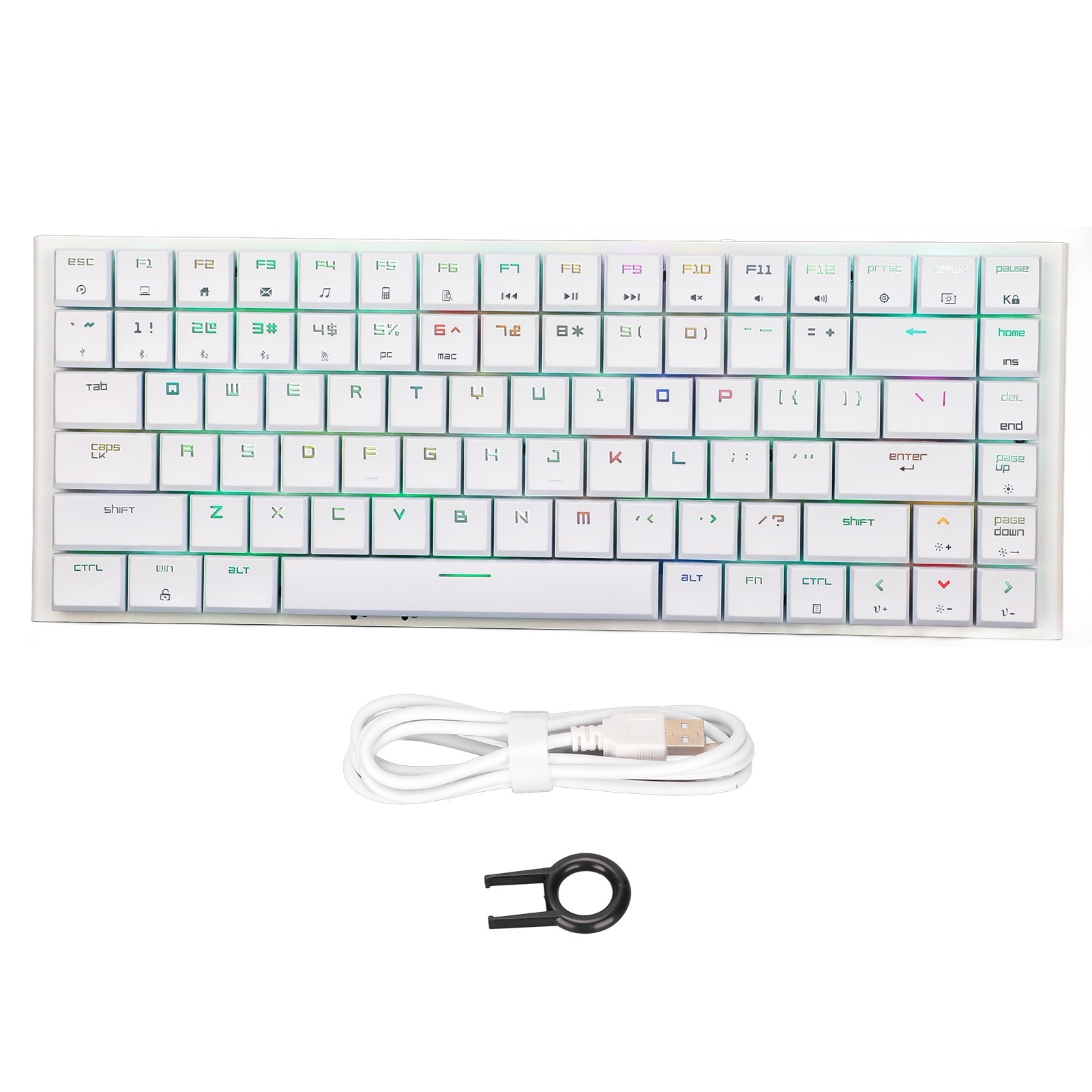 Tastatura mecanica Jormftte 84 taste, iluminare RGB, 3 moduri de