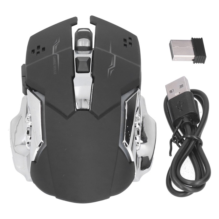 Longziming SC100 vezeték nélküli egér, gamer, fehér, 6 gomb, 800mAh akkumulátor