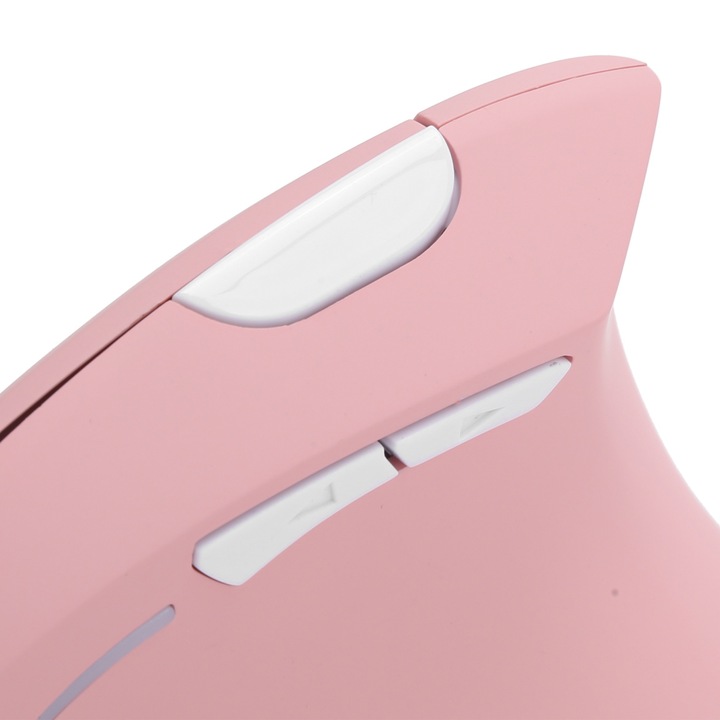 Függőleges egér, Longziming, fehér, gamer, vezeték nélküli, 2.4G, újratölthető