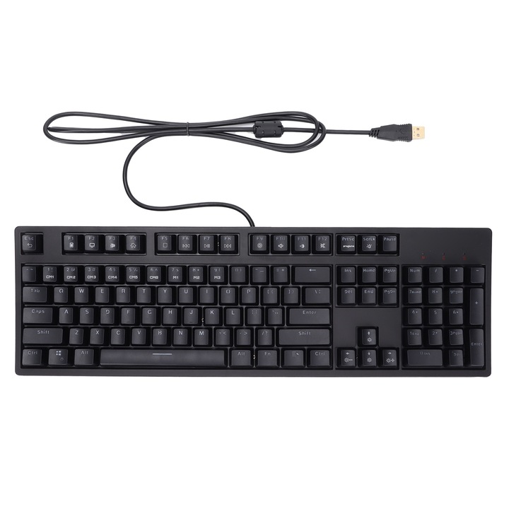 Tastatura mecanica Jormftte, 108 taste, retro, iluminare alba, ergonomica