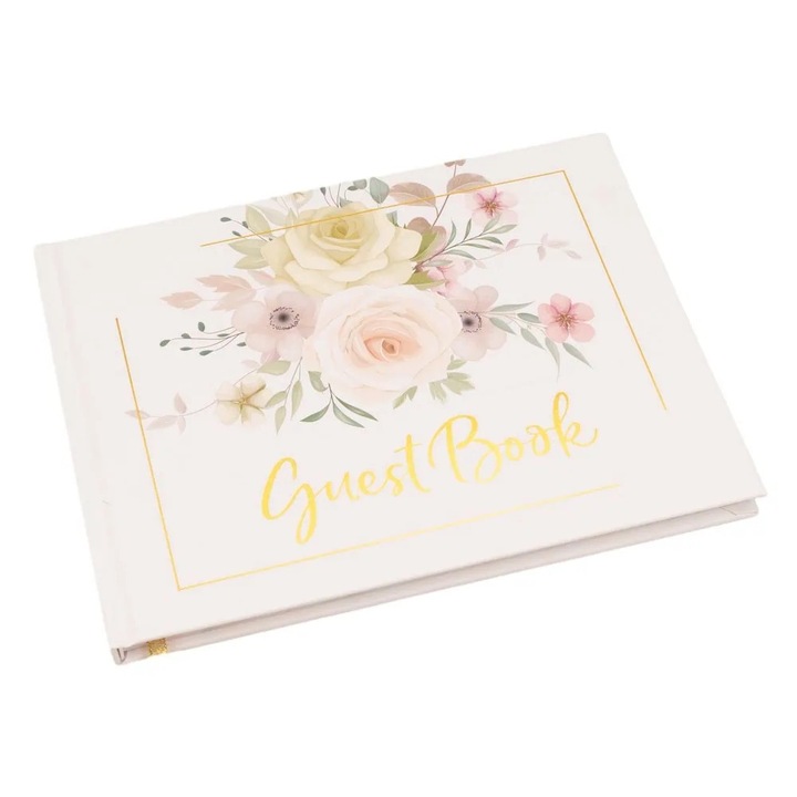 Album pentru invitati model floral - alb, Createur, 23 cm x 17 cm