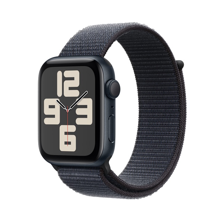Часовник Apple Watch SE2 v3 Cellular, 44 мм, Калъф Midnight Alu, Каишка Midnight Sport, M/L
