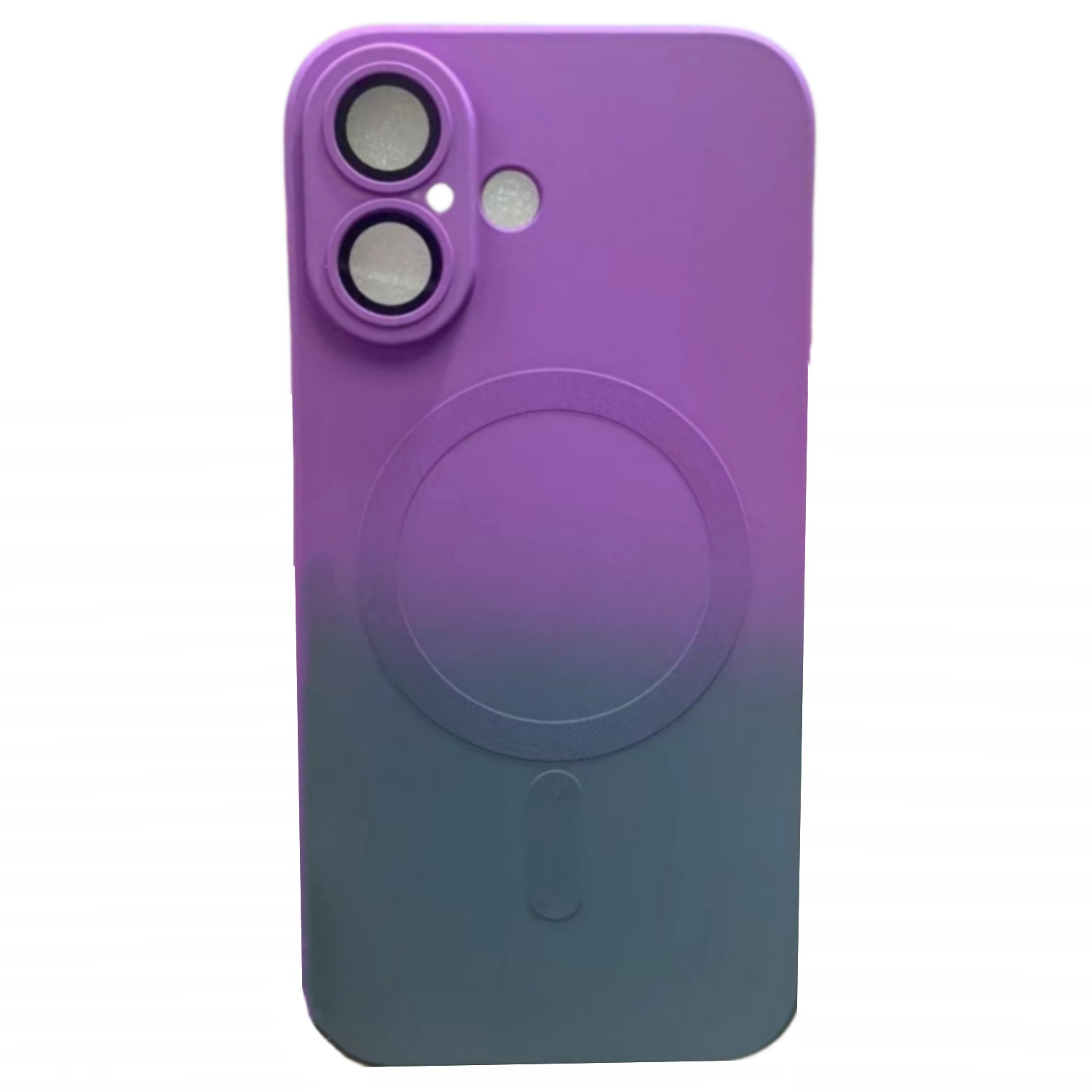 Husa gradient de protectie MagSafe tip bumper compatibila cu Apple iPhone 16 plus, enkourakoko®, Gri Violet