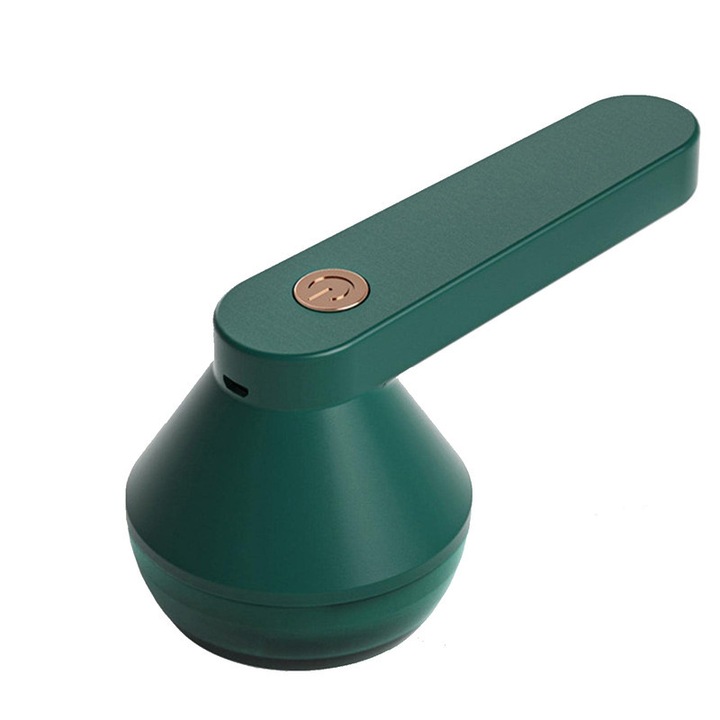 Aparat electric portabil pentru indepartat scame， portabil, USB, 1200 mAh, cu blocare de siguranta, maner ergonomic, colector mare, pentru haine, pulovere, mobilier, lana，verde