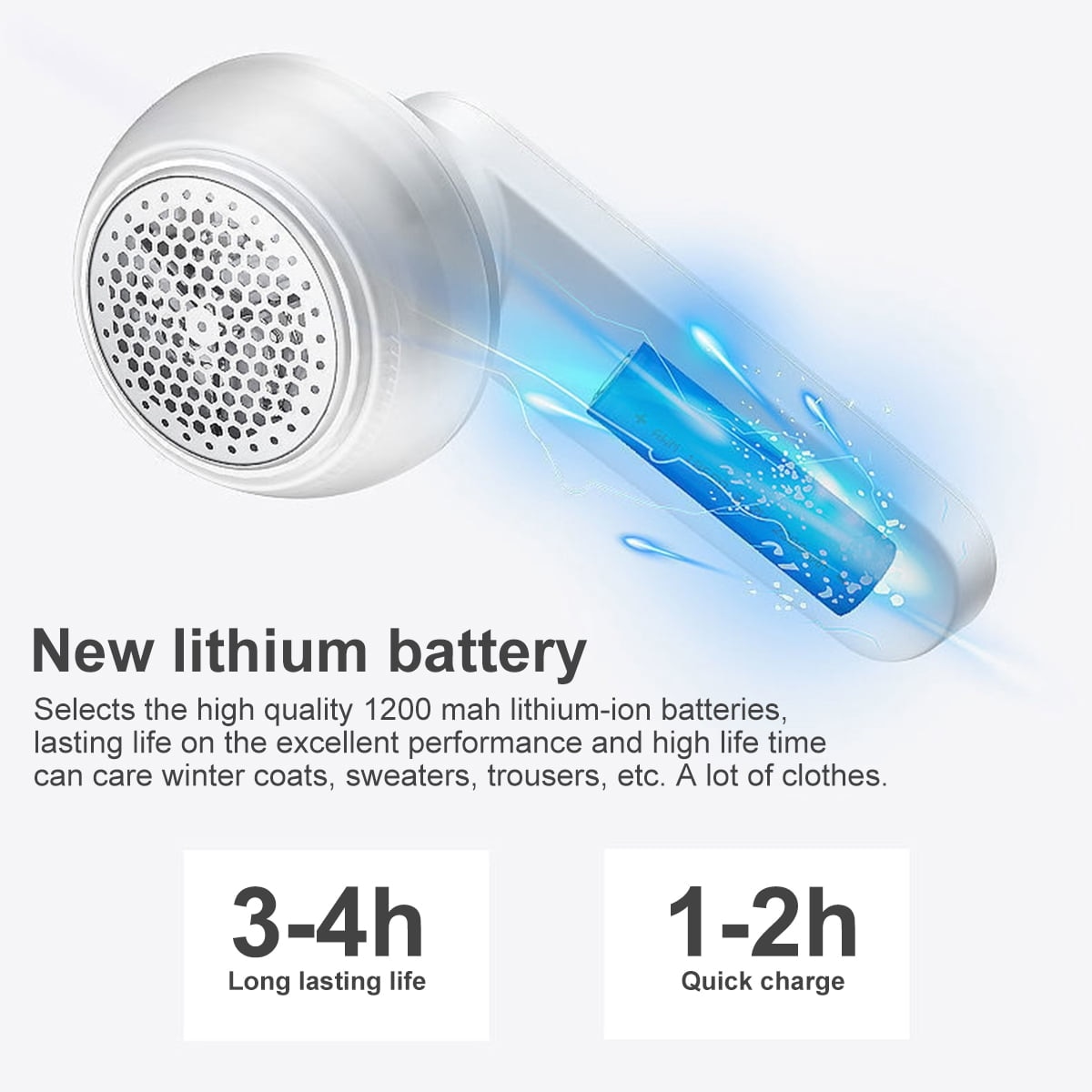 Aparat electric portabil pentru indepartat scame， portabil, USB, 1200 mAh, cu blocare de siguranta, maner ergonomic, colector mare, pentru haine, pulovere, mobilier, lana，verde