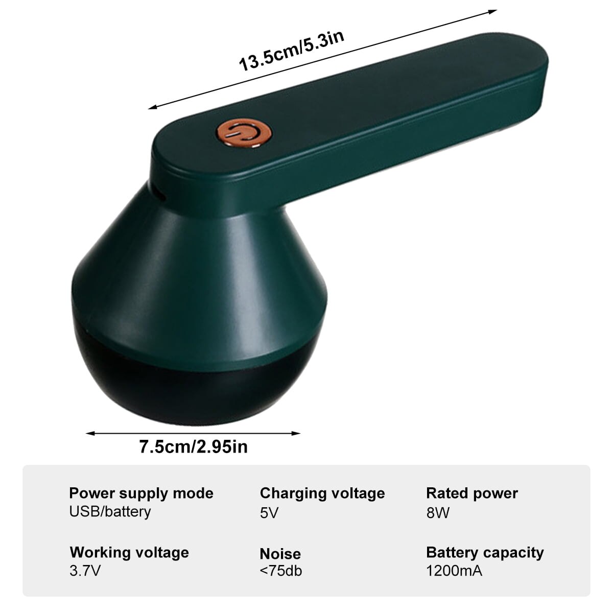 Aparat electric portabil pentru indepartat scame， portabil, USB, 1200 mAh, cu blocare de siguranta, maner ergonomic, colector mare, pentru haine, pulovere, mobilier, lana，verde