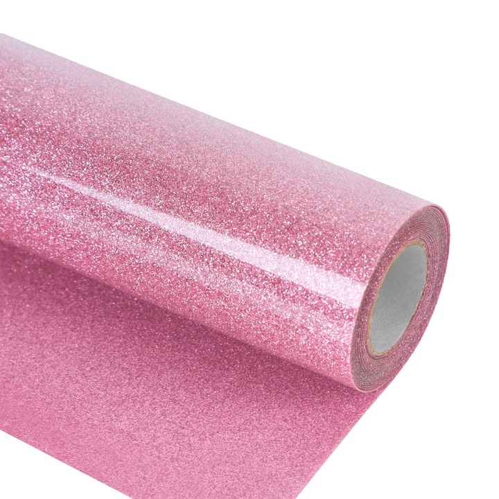 Csillogó Plotter Fólia textilekhez, 30,5 x 150 cm, vasalható barkácspólóhoz, Szövetek, Rózsaszín