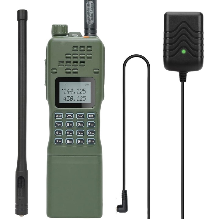 Радиостанция AR-152, MOSMAOO, преносима, 10W, батерия с голям капацитет, тактическа антена 19.3 Gooseneck, зелена