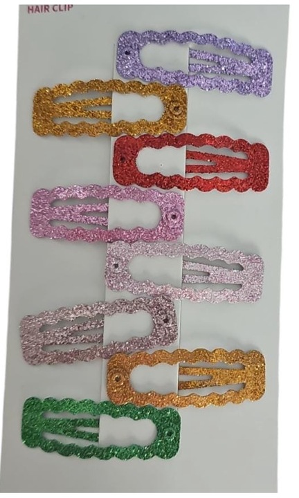 Set 8 clame de par, Metal, Multicolor cu sclipici