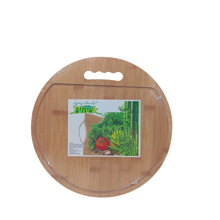 Tocator bambus, rotund cu maner diametru 32 cm