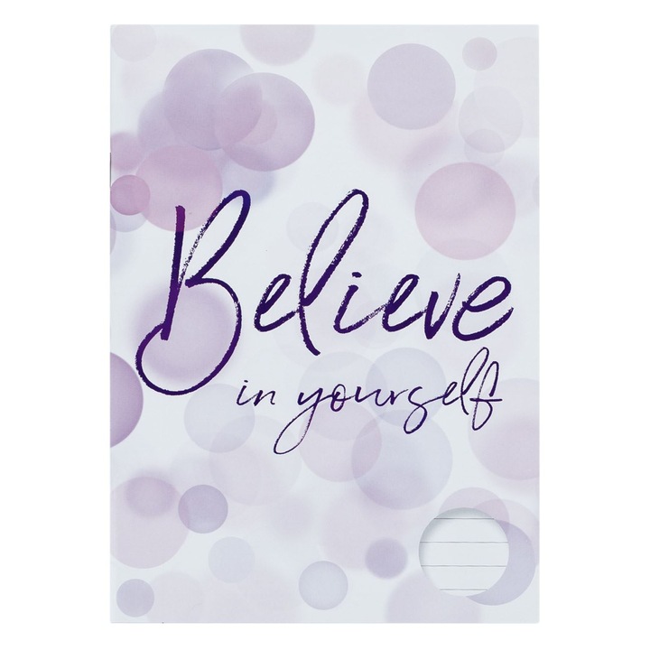 Jegyzetfüzet A5 lila körök "Higgy magadban" Üzenet 40 lap