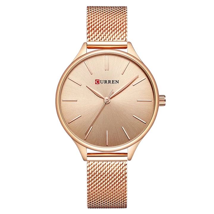 CURREN női karóra, analóg kijelző, japán kvarc, vízálló, rozéarany