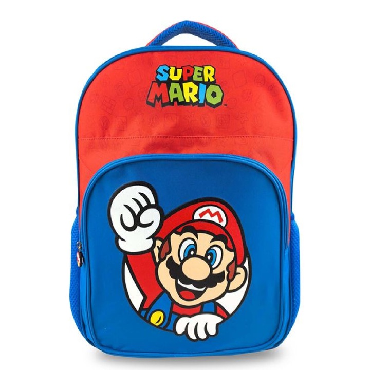 Iskolai hátizsák, Super Mario, piros, 32x14x44cm