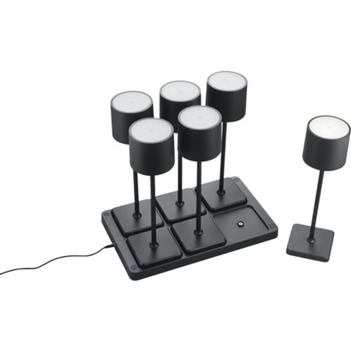 Veioza Cu Led Integrat Fernandez 5w 130 Lumeni, Lumina Reglabila, Pentru Exterior Ip54, Antracit, Set 6 Bucati