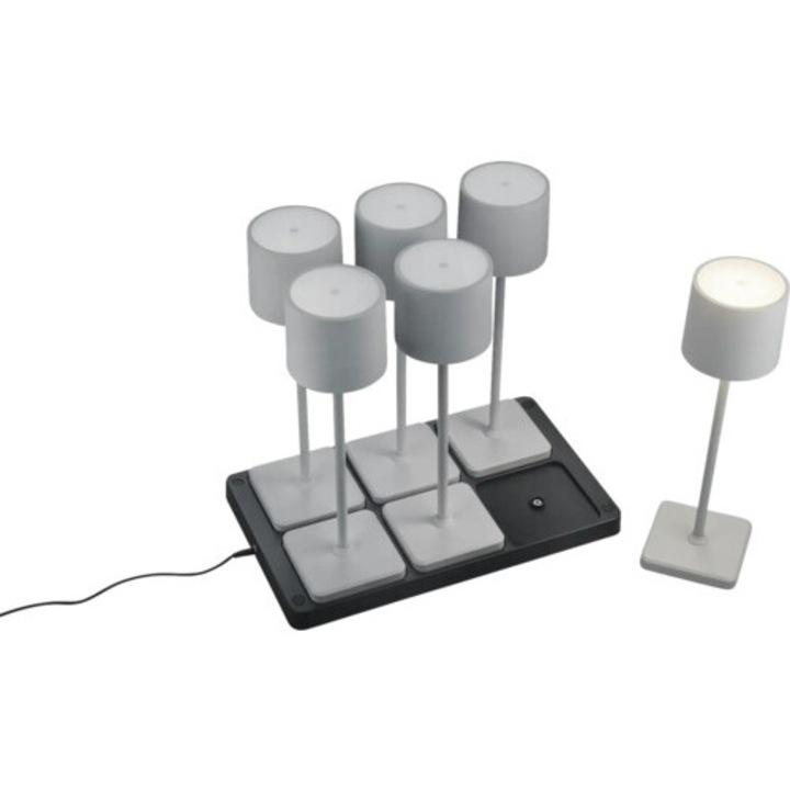 Veioza Cu Led Integrat Fernandez 5w 130 Lumeni, Lumina Reglabila, Pentru Exterior Ip54, Gri, Set 6 Bucati