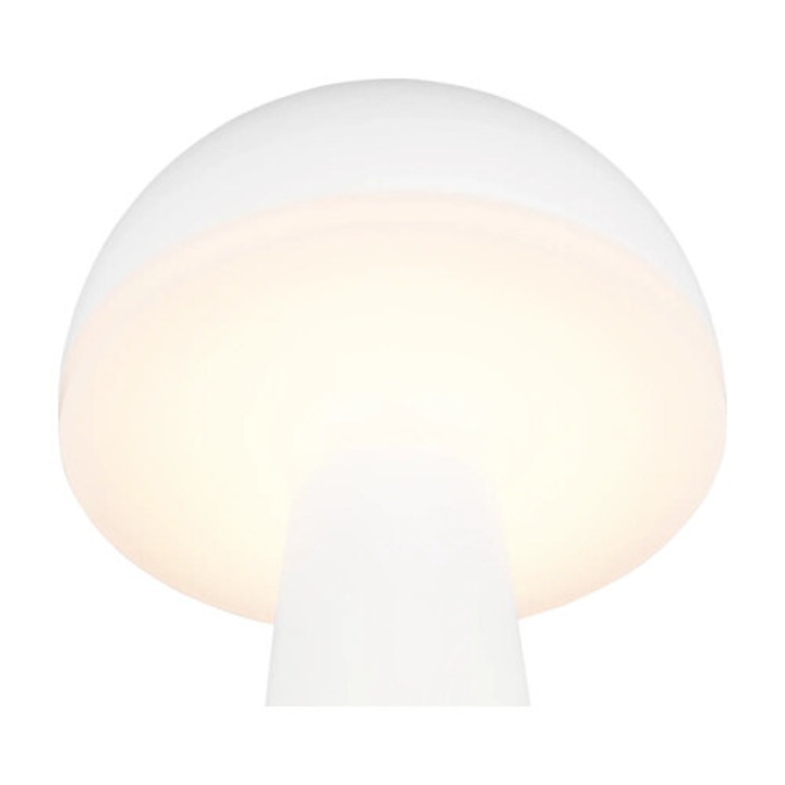 Veioza Cu Led Integrat Fungo 2w 200 Lumeni, Lumina Reglabila, Pentru Exterior Ip54, Incarcare Usb, Alba