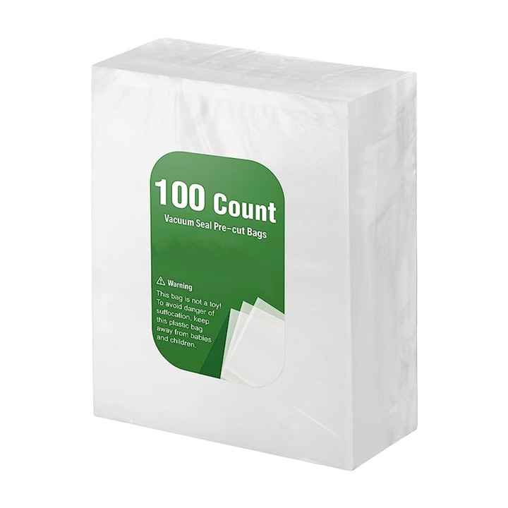 Set 100x Pungi Vidat Alimente MRG M1119, 25x17 cm, Universale, Reutilizabile, fara BPA, Transparente, Compatibile cu Toate Aparatele de Vidat