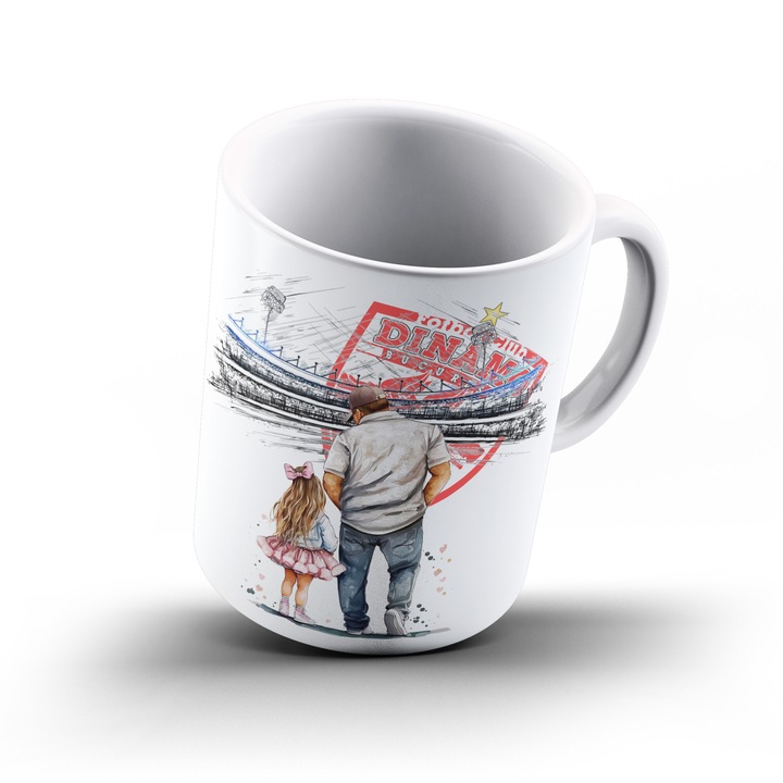 Cana suporter Tata si fica Dinamo Bucuresti, fotbal, suporter, alba, 330 ml