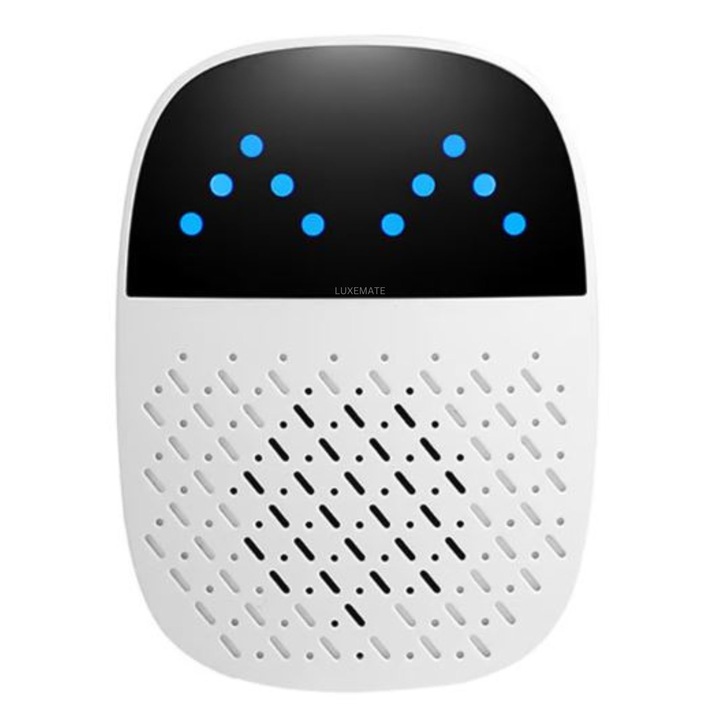 Aparat electronic cu ultrasunete, Rezonanta acustica, LUXEMATE®, Doua niveluri de intensitate, Anti rozatoare, Anti sobolani, Gandaci si Insecte, Acoperire 360°, Pentru spatii de pana la 120MP, Alb