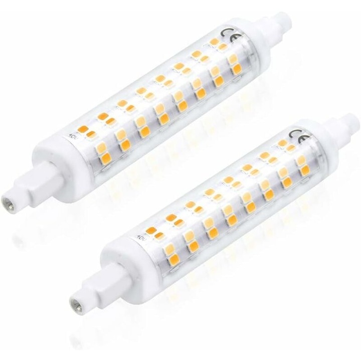 Becuri LED R7S, inlocuire cu halogen de baza cu doua capete, alb rece cu economie de energie 6000K, cip de luminozitate ridicata reglabil, set 2 buc, Enforose