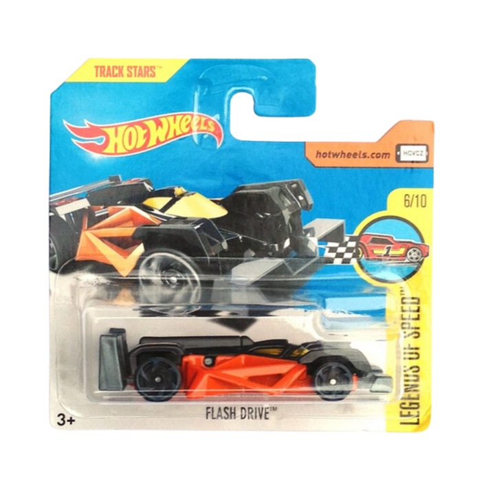 Метална кола Hot Wheels, флашка, колекция Legends Of Speed - Edition 2017, оранжево с черно, 1:64