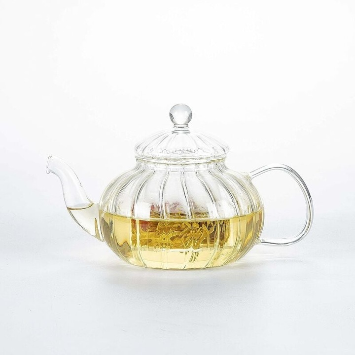 Стъклен чайник с инфузер в дизайн на тиква (чайник тиква 600 ml)