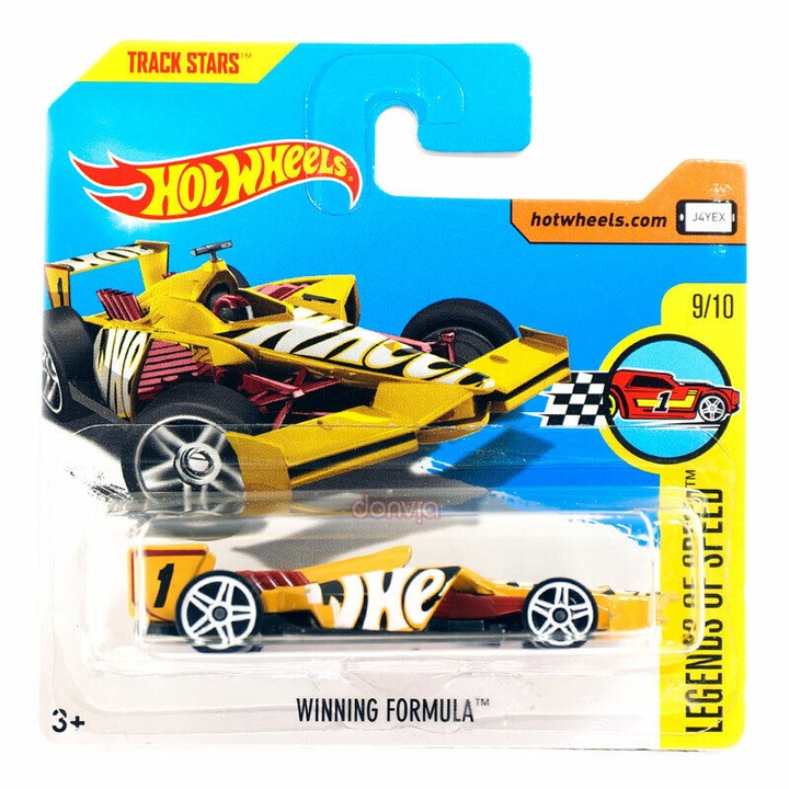 Hot Wheels fémes autó, győztes formula, Legends Of Speed Collection – 2017-es kiadás, sárga, 1:64