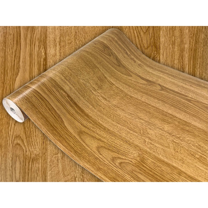 Folie autoadeziva pentru fronturi de bucatarie, taiate la dimensiune, 45 x 25 cm, DecoMeister®, Model Stejar natur, U118-045-0025