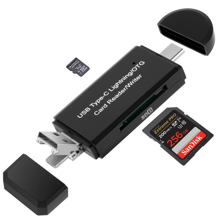 Cititor de carduri SD, 3 in 1, adaptor Micro SD la USB OTG Cititor de carduri de memorie portabil Micro USB pentru SD TF SDXC SDHC MMC RS-MMC Micro SD Micro SDXC Micro SDHC Card si carduri UHS-I